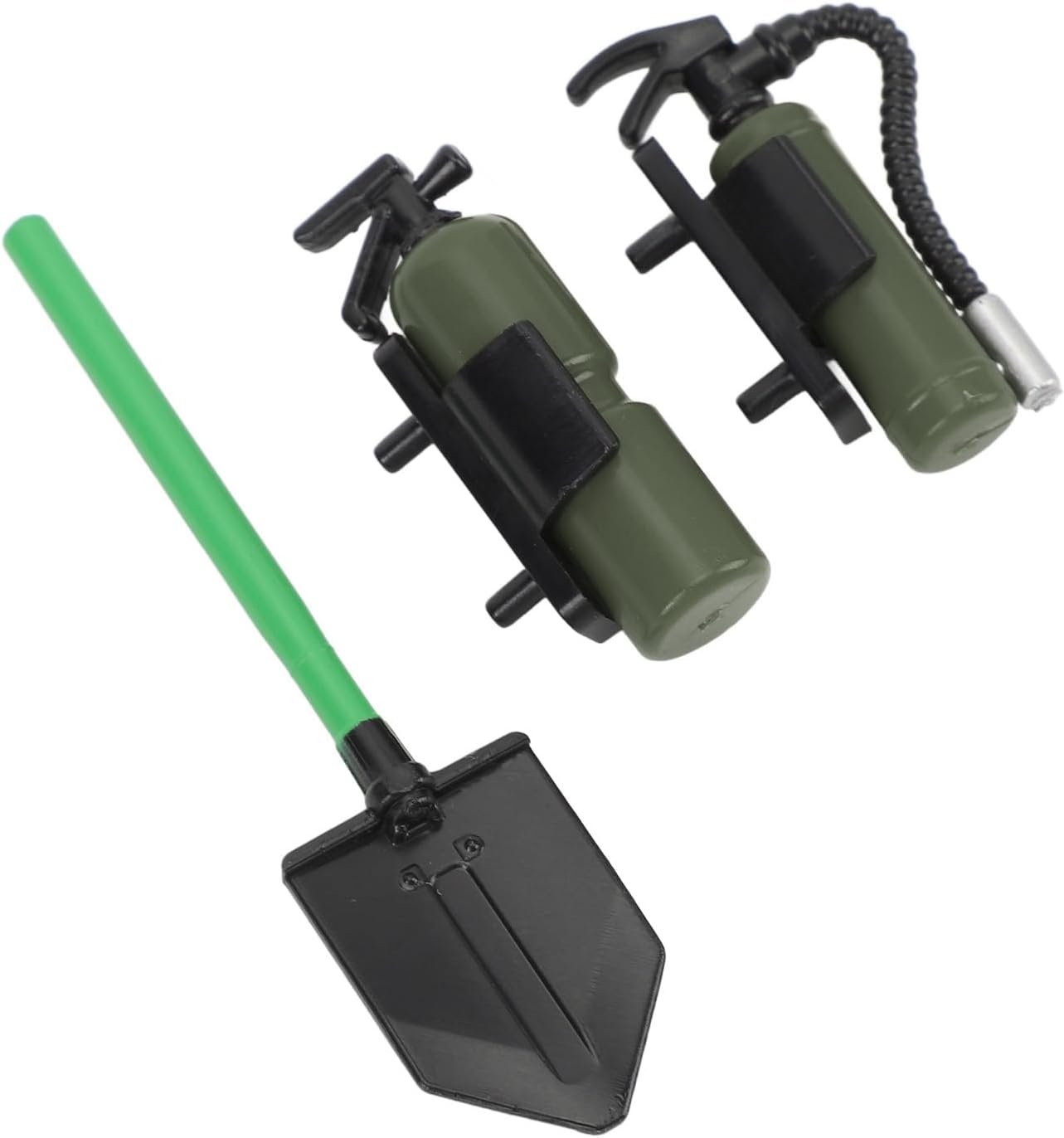 KIT ACCESORIOS CRAWLER ESCALA 1/24 1/12 PALA, EXTINTOR VERDE OLIVA
