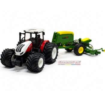 TRACTOR CON REMOLQUE DE SIEMBRA O ARADO A CONTROL REMOTO